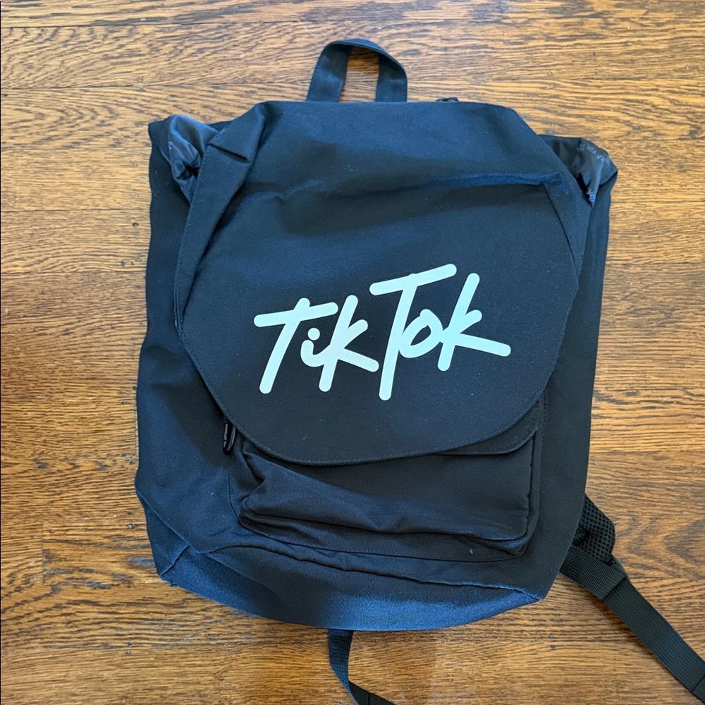 Black TikTok Logo Full Size Backpack